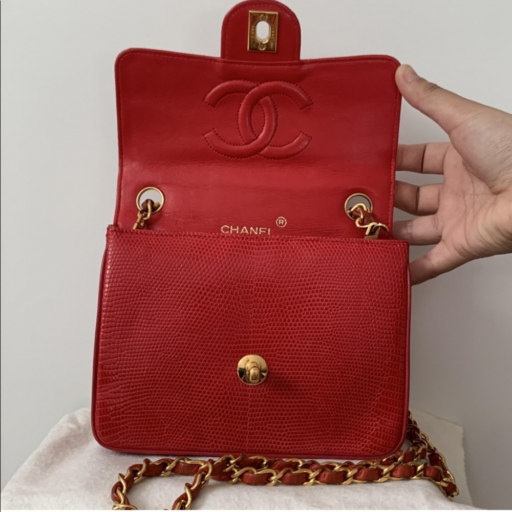 RARE Chanel Red Lizard square mini collectible - Picture 8 of 16